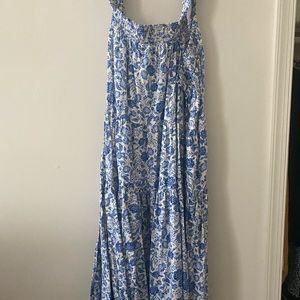 Beautiful Comfy Cottagecore Floral Blue Maxi Dress XXL